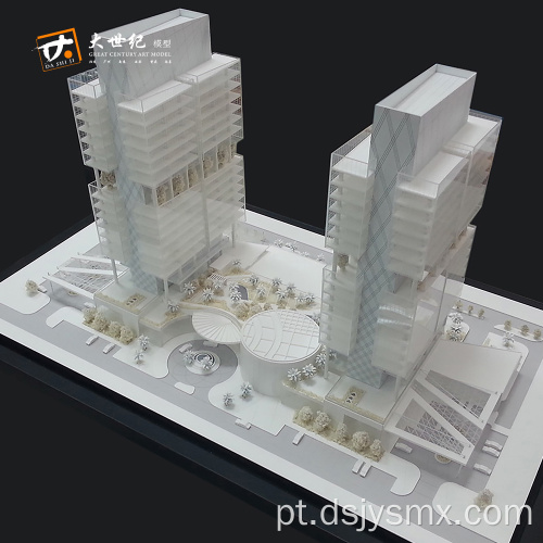 Modelo de construção de acrílico 3D e imóveis